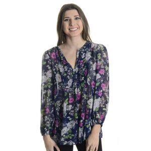 Joie Loftis Floral Chiffon V-Neck Blouse Top XS